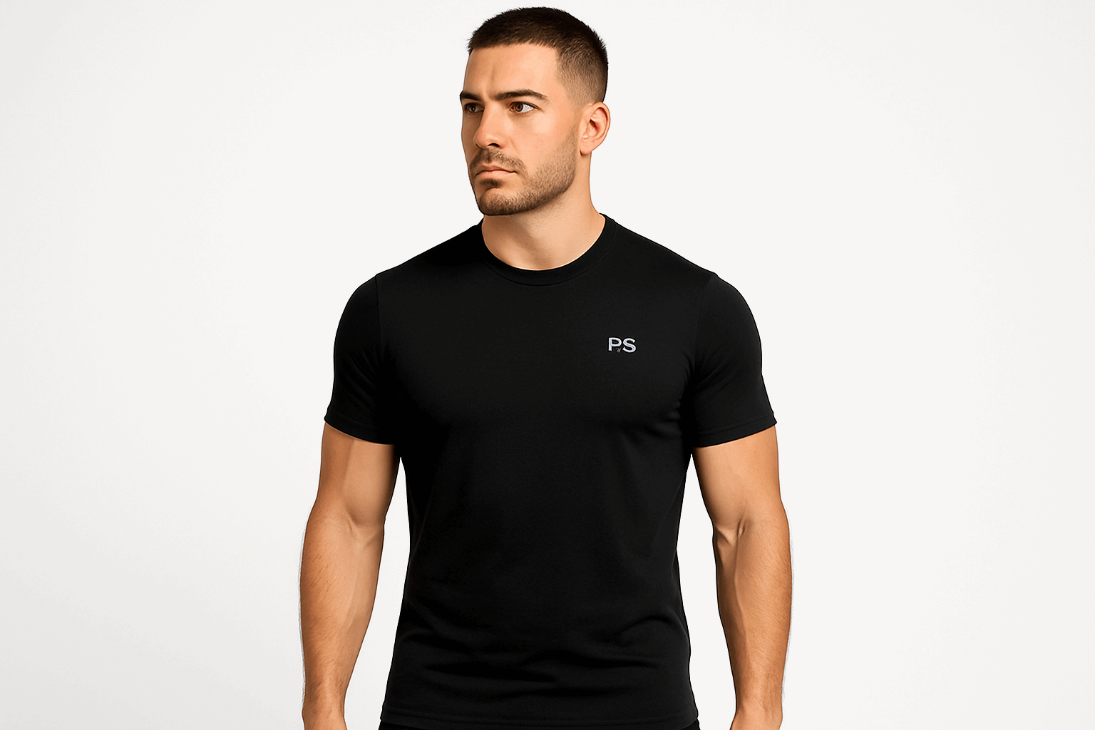 P.S Black Men's Fitted Gym T-Shirt - Front
